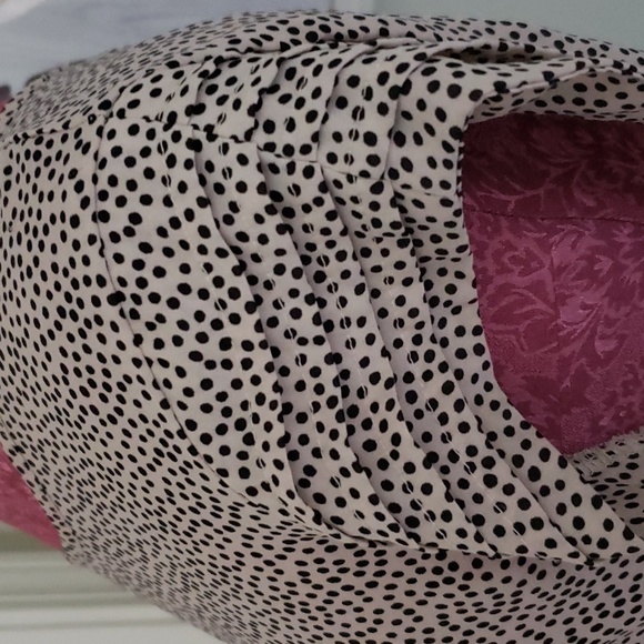 Lily White Polka Dot Blouse Size M Tan & Black - Picture 5 of 6